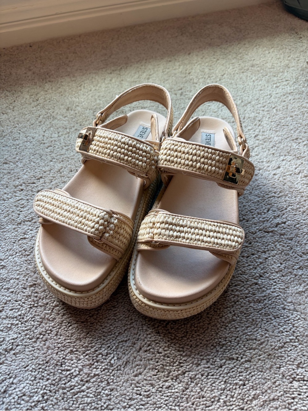 Steve Madden Bigmona Natural Raffia Braided Strap Sandals